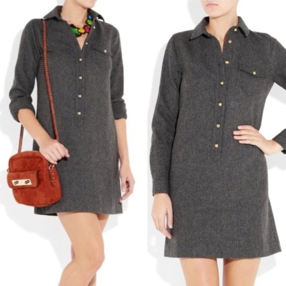 J.Crew long-sleeve herringbone wool dress, size 2